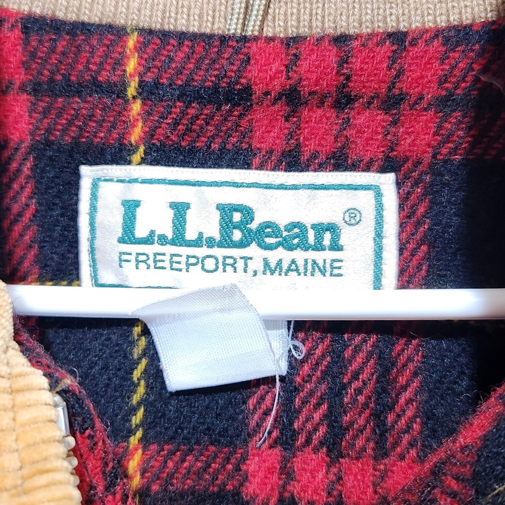 L.L.Bean Vintage Corduroy Jacket Mens Size S Plaid Lined Full Zip Tan Bomber - Picture 2 of 8